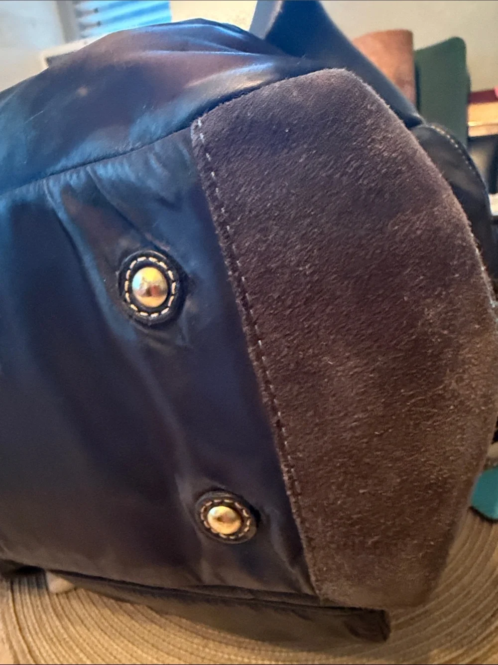 Coach 2005 Vintage Leatherware Nylon Crossbody Baby Bag with Suede Trim
